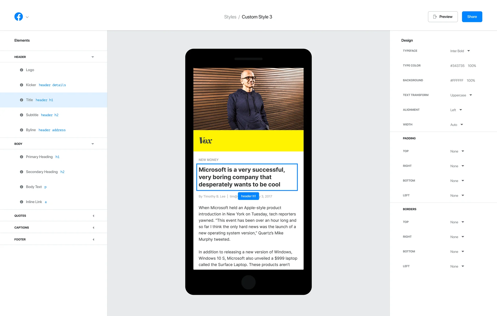 Facebook design work